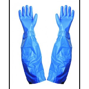 Rukavice pracovní chemické UNIVERSAL, návlek, 65 cm, modré, 10