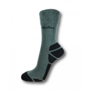 Ponožky RELAX, celoroční, bavlněné, khaki-černé
