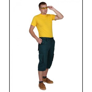 Kalhoty pán. 3/4 prac. pas, 0456, bar.výpustka, BA 245, VS182, tm.zelená/černá