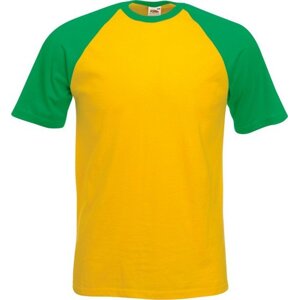 Fruit of the Loom Pánské tričko Baseball s krátkým rukávem, 165 g/m Barva: žlutá slunečnicová - zelená výrazná, Velikost: XL F295