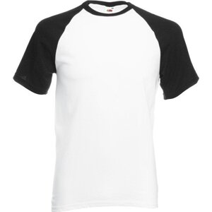Fruit of the Loom Pánské tričko Baseball s krátkým rukávem, 165 g/m Barva: bílá - černá, Velikost: 3XL F295