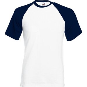 Fruit of the Loom Pánské tričko Baseball s krátkým rukávem, 165 g/m Barva: bílá - modrá námořní tmavá, Velikost: 3XL F295