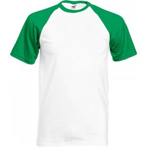 Fruit of the Loom Pánské tričko Baseball s krátkým rukávem, 165 g/m Barva: bílá - zelená výrazná, Velikost: L F295