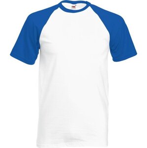 Fruit of the Loom Pánské tričko Baseball s krátkým rukávem, 165 g/m Barva: bílá - modrá královská, Velikost: 3XL F295
