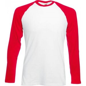 Fruit of the Loom Pánské tričko Baseball s dlouhým rukávem, 165 g/m Barva: bílá - červená, Velikost: 3XL F296