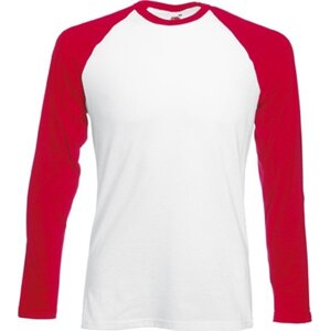 Fruit of the Loom Pánské tričko Baseball s dlouhým rukávem, 165 g/m Barva: bílá - červená, Velikost: L F296