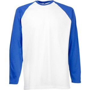 Fruit of the Loom Pánské tričko Baseball s dlouhým rukávem, 165 g/m Barva: bílá - modrá královská, Velikost: L F296