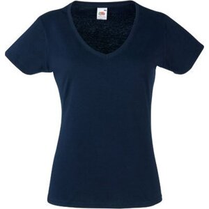 Dámské bavlněné tričko Fruit of the Loom s hlubokým výstřihem do V Barva: Modrá námořní tmavá, Velikost: XL F271N