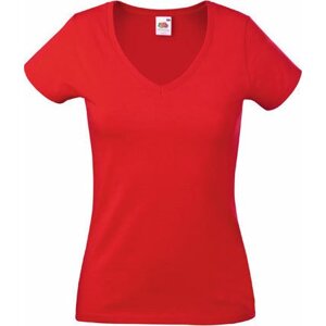 Dámské bavlněné tričko Fruit of the Loom s hlubokým výstřihem do V Barva: Červená, Velikost: XL F271N