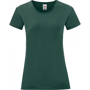 Fruit of the Loom Lehké vypasované dámské bavlněné tričko Iconic 150 g/m Barva: Zelená lesní, Velikost: XL F131