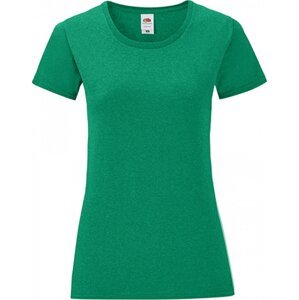 Fruit of the Loom Lehké vypasované dámské bavlněné tričko Iconic 150 g/m Barva: zelená melír, Velikost: XL F131