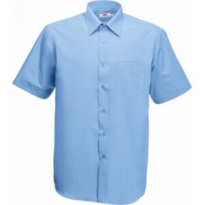 Fruit of the Loom Pánská košile Poplin krátký rukáv, 55% bavlna 45% polyester Barva: Modrá střední, Velikost: 3XL F603