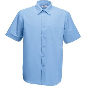 Fruit of the Loom Pánská košile Poplin krátký rukáv, 55% bavlna 45% polyester Barva: Modrá střední, Velikost: L F603