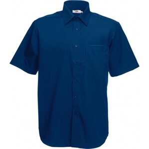 Fruit of the Loom Pánská košile Poplin krátký rukáv, 55% bavlna 45% polyester Barva: modrá námořní, Velikost: L F603