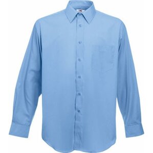 Pánská košile Poplin dlouhý rukáv Fruit of the Loom, 55% bavlna Barva: Modrá střední, Velikost: 3XL F602