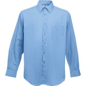 Pánská košile Poplin dlouhý rukáv Fruit of the Loom, 55% bavlna Barva: Modrá střední, Velikost: S F602