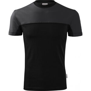 MALFINI® Dvoubarevné bavlněné tričko se zpevňující páskou mez rameny Barva: černá - šedá, Velikost: XXL