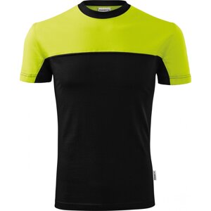 MALFINI® Dvoubarevné bavlněné tričko se zpevňující páskou mez rameny Barva: černá - zelená limetka, Velikost: 3XL