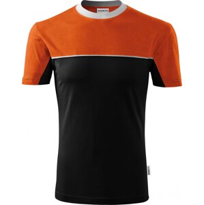MALFINI® Dvoubarevné bavlněné tričko se zpevňující páskou mez rameny Barva: černá - oranžová, Velikost: L