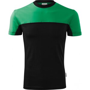 MALFINI® Dvoubarevné bavlněné tričko se zpevňující páskou mez rameny Barva: černá - zelená, Velikost: M