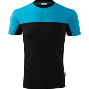 MALFINI® Dvoubarevné bavlněné tričko se zpevňující páskou mez rameny Barva: černá - modrá safírová, Velikost: XXL