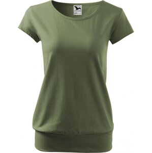 MALFINI® Bavlněné volné módní tričko City s pružným lemem v pase Barva: zelená khaki, Velikost: M
