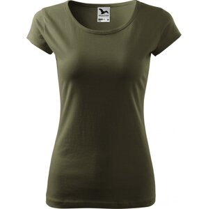 MALFINI® Dámské lehce vypasované bavlněné tričko Malfini s kratšími rukávky Barva: military, Velikost: XXL