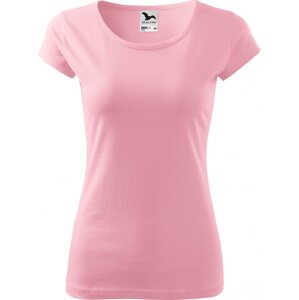 MALFINI® Dámské lehce vypasované bavlněné tričko Malfini s kratšími rukávky Barva: Růžová, Velikost: L