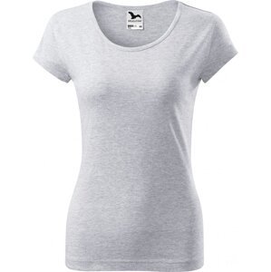 MALFINI® Dámské lehce vypasované bavlněné tričko Malfini s kratšími rukávky Barva: světle šedý melír, Velikost: XXL