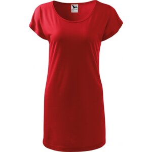 MALFINI® Volné tričko šaty Love z viskózy s lodičkovým výstřihem Barva: Červená, Velikost: L
