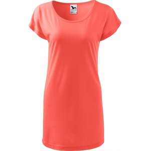 MALFINI® Volné tričko šaty Love z viskózy s lodičkovým výstřihem Barva: korálová, Velikost: XXL