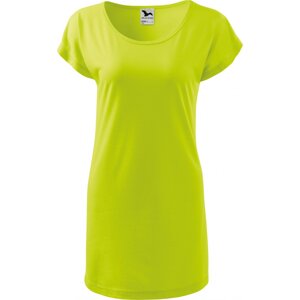 MALFINI® Volné tričko šaty Love z viskózy s lodičkovým výstřihem Barva: Limetková žlutá, Velikost: XL