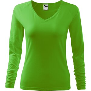 MALFINI® Dámské přiléhavé tričko Elagance do véčka s dlouhým rukávem Barva: Zelená jablková, Velikost: XXL