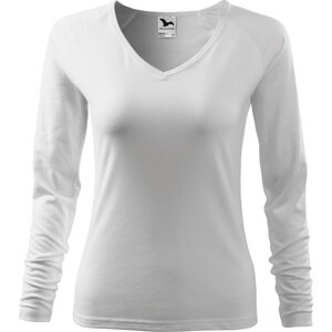 MALFINI® Dámské přiléhavé tričko Elagance do véčka s dlouhým rukávem Barva: Bílá, Velikost: XXL