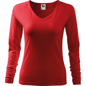 MALFINI® Dámské přiléhavé tričko Elagance do véčka s dlouhým rukávem Barva: Červená, Velikost: XXL