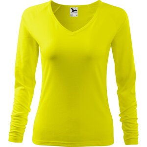 MALFINI® Dámské přiléhavé tričko Elagance do véčka s dlouhým rukávem Barva: žlutá citronová, Velikost: L