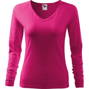 MALFINI® Dámské přiléhavé tričko Elagance do véčka s dlouhým rukávem Barva: Malinová, Velikost: XL