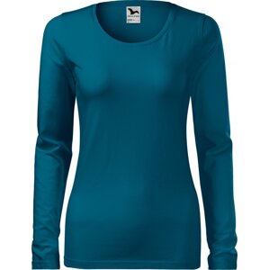 MALFINI® Dámské dlouhé strečové tričko Malfini s dlouhým rukávem Barva: modrá petrolejová, Velikost: L