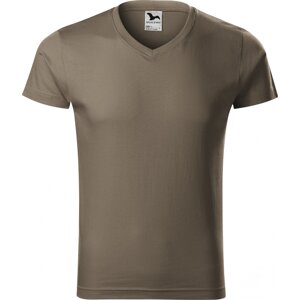MALFINI® Pánské vypasované bavlněné slim-fit tričko do véčka Barva: vojenská, Velikost: XXL