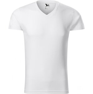 MALFINI® Pánské vypasované bavlněné slim-fit tričko do véčka Barva: Bílá, Velikost: L