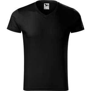MALFINI® Pánské vypasované bavlněné slim-fit tričko do véčka Barva: Černá, Velikost: XXL
