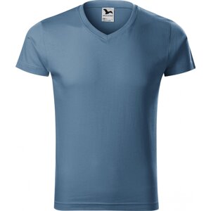 MALFINI® Pánské vypasované bavlněné slim-fit tričko do véčka Barva: modrá denim, Velikost: XXL