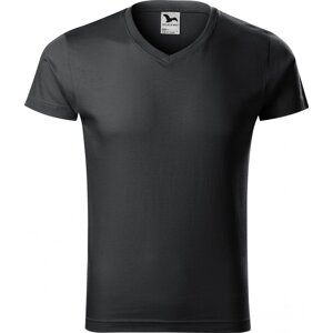 MALFINI® Pánské vypasované bavlněné slim-fit tričko do véčka Barva: šedá uhlová, Velikost: 3XL
