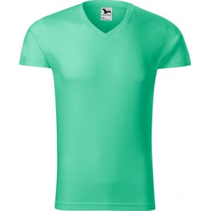 MALFINI® Pánské vypasované bavlněné slim-fit tričko do véčka Barva: Mátová, Velikost: XXL