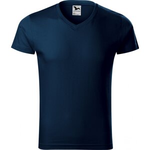 MALFINI® Pánské vypasované bavlněné slim-fit tričko do véčka Barva: modrá námořní, Velikost: 3XL