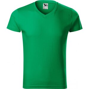 MALFINI® Pánské vypasované bavlněné slim-fit tričko do véčka Barva: zelená střední, Velikost: 3XL