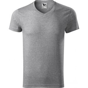 MALFINI® Pánské vypasované bavlněné slim-fit tričko do véčka Barva: Šedý melír tmavý, Velikost: XXL