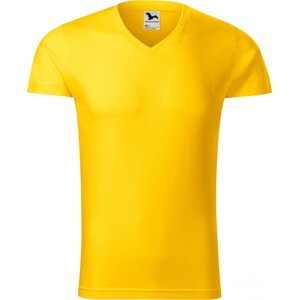 MALFINI® Pánské vypasované bavlněné slim-fit tričko do véčka Barva: Žlutá, Velikost: 3XL
