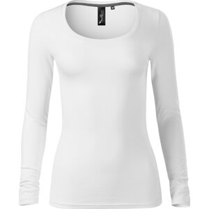 MALFINI Premium® Dámské strečové triko Brave s hlubším kulatým výstřihem, dlouhý rukáv Barva: Bílá, Velikost: XXL