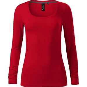 MALFINI Premium® Dámské strečové triko Brave s hlubším kulatým výstřihem, dlouhý rukáv Barva: červená výrazná, Velikost: XL